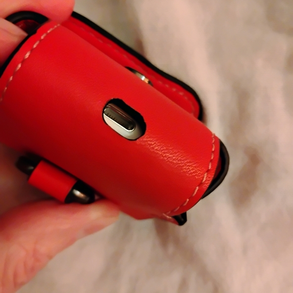 Coach Red Leather Airpod Pouch - Picture 8 of 9
